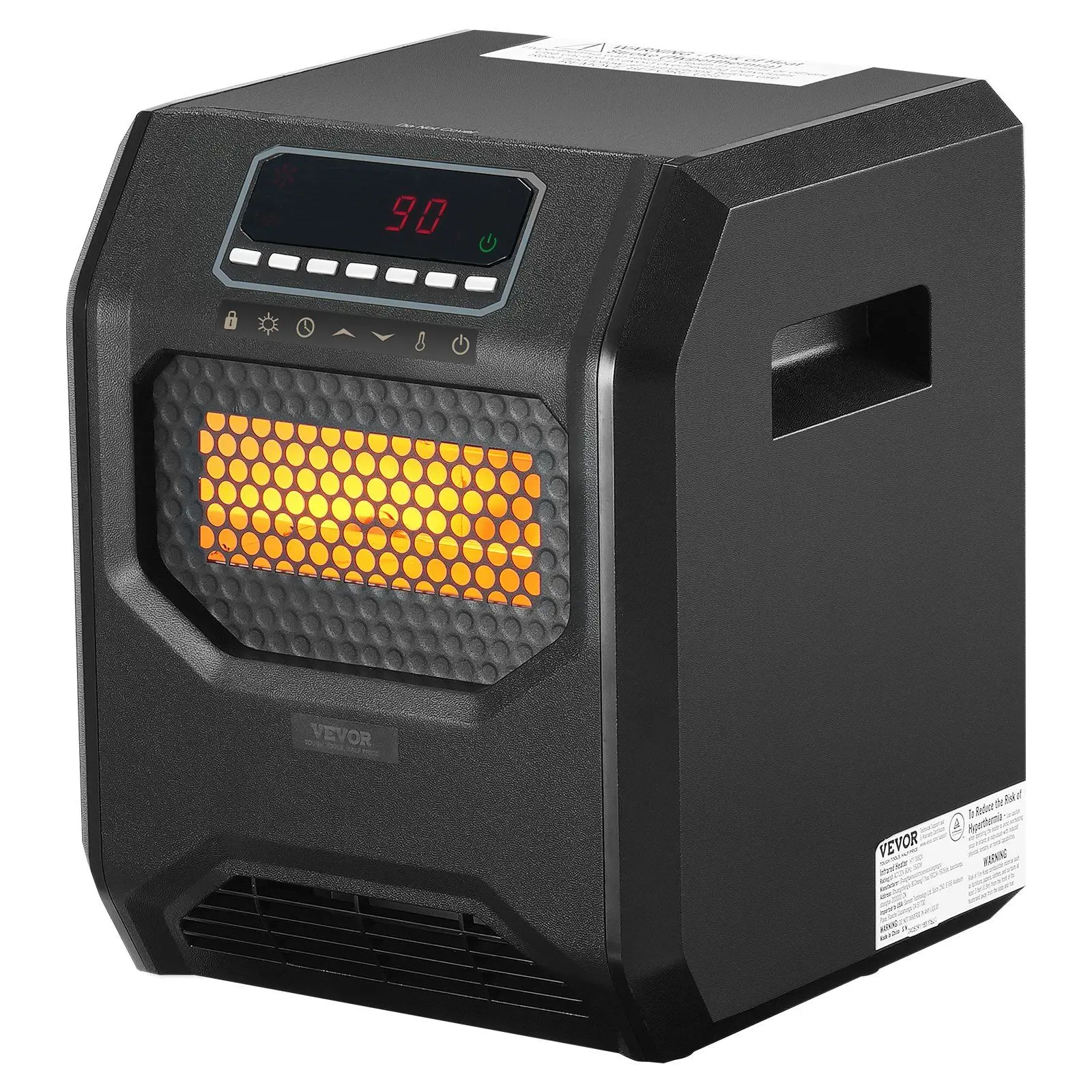 

Infrared Heater, 1500W Remote Control Electric Space Heater, LED Patio Heater w/ 3 Speeds & Timer & Overheat/Tip-Over Protectio
