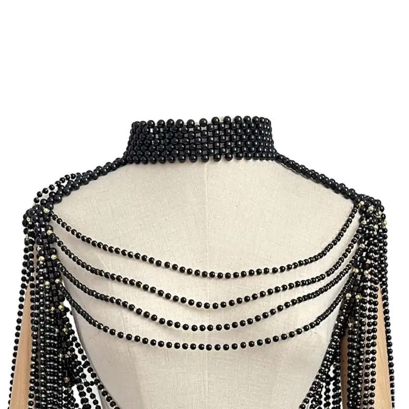 

652F Элегантная цепочка на плечо с жемчугом и бисером, бюстгальтер, ожерелье на плечо для женщин