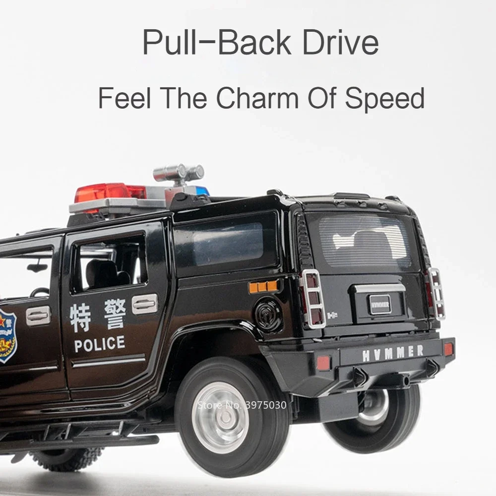 1:24 Metalowy model H2 Mitsubishi ‌   Modelki samochodów policyjnych Delica, odlewane, zabawki, samochody terenowe z napędem pull-back, otwierane drzwi, pojazdy, prezenty dla dzieci.
