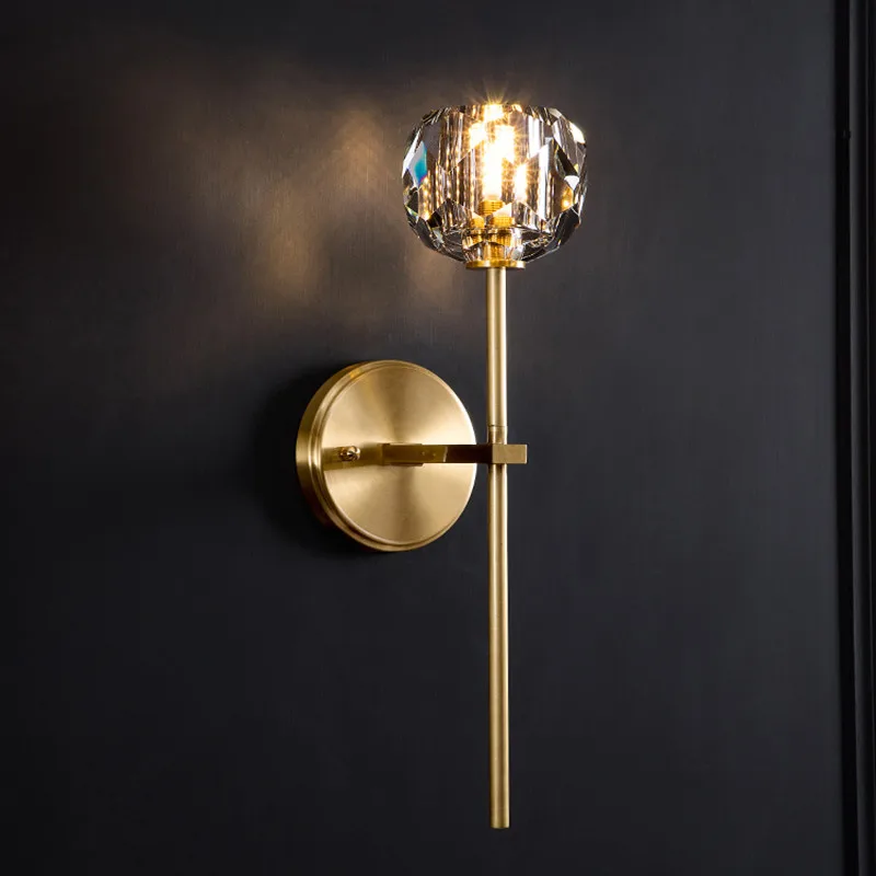 Modern LED Crystal wall lamp Luxury Living room bedroom lounge side lights Rose gold Copper wall light Classic