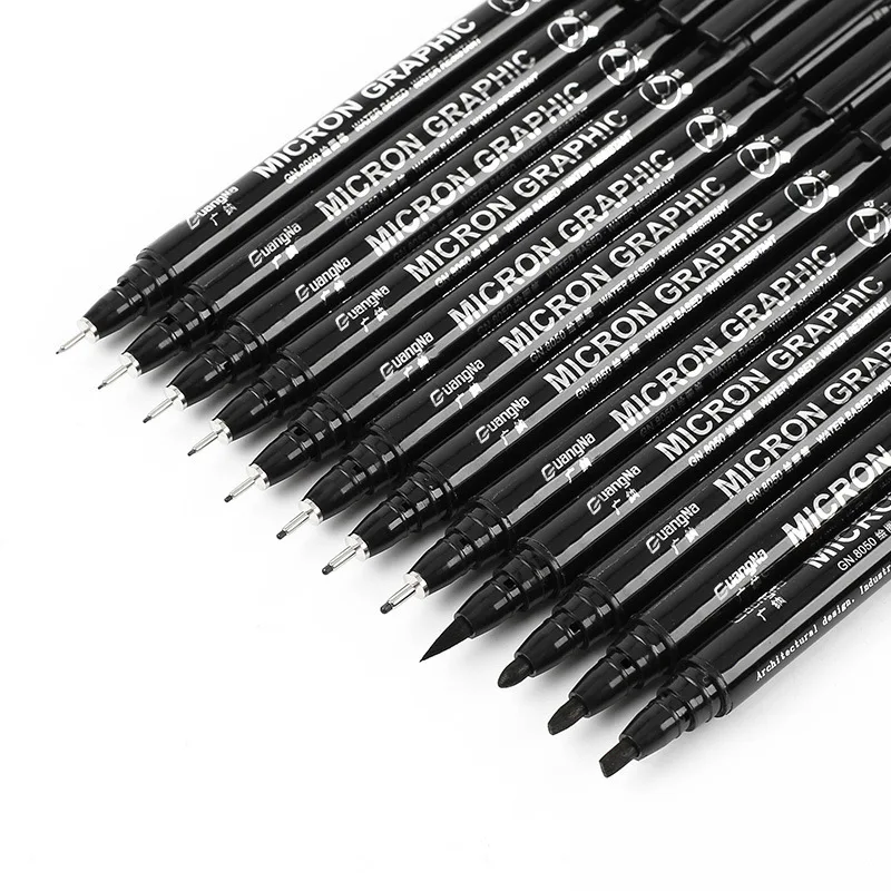 6/9/12/15pcs Waterproof Calligraphy Hook Line Pen Fade Proof Micron Pen Tip Fine Liner lettering Art Marker Pen Sketch Supplies