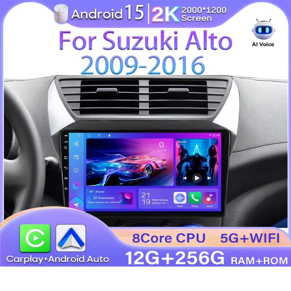 

Автомобильный радиоприемник Android для Suzuki Alto 2009 2010 2011 2012 2013 2014 2015 2016, мультимедийный стерео без 2din CarPlay, GPS-навигация, видео