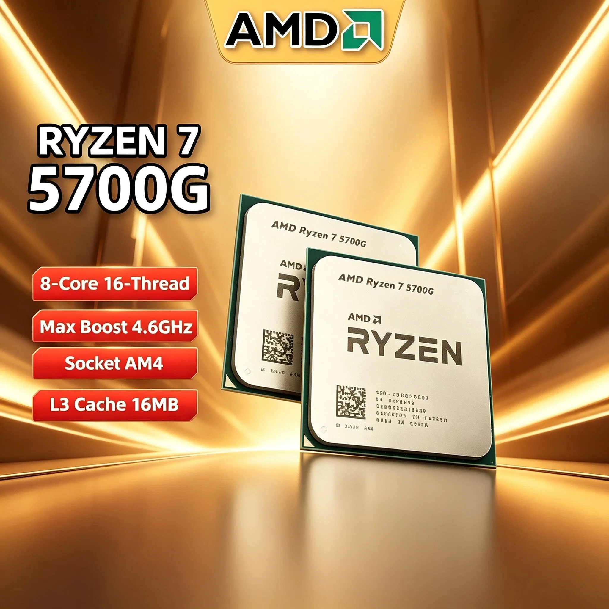 Procesador de Escritorio AMD Ryzen 7 5700G R7 5700G Original, 8 Núcleos, 16 Subprocesos, 4.6GHz Boost, 65W, 7nm, AM4, Gráficos Radeon, en Bandeja