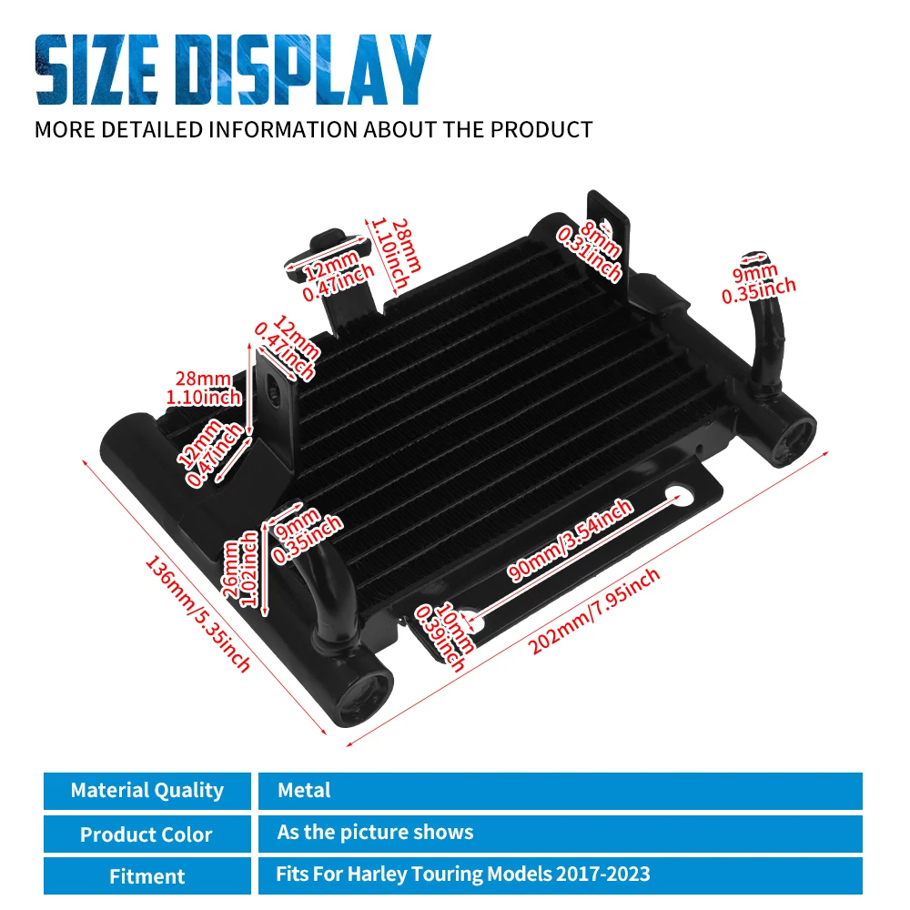 Motorcycle Oil Cooler Repalcement Radiator Water Tank For Harley Touring Street Glide FLHX FLHTCU FLHXS Road King FLHR 2017-2023