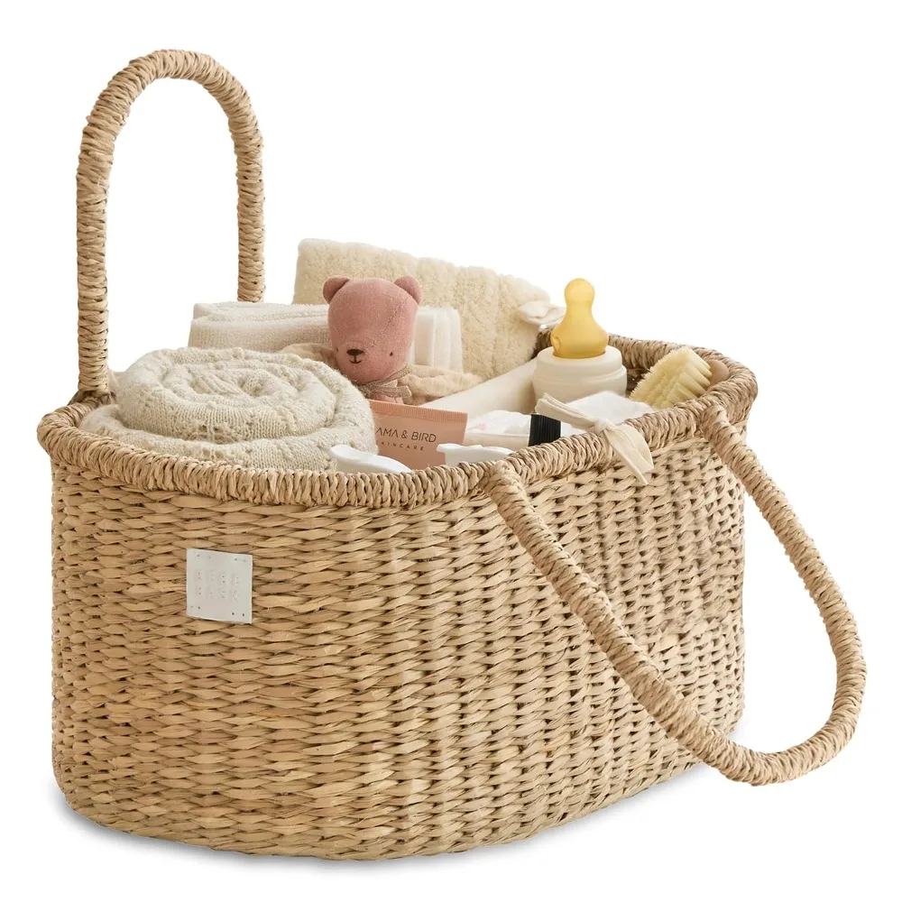 

Handwoven Natural Seaweed Storage Basket Simple Household Diaper Caddy Eco Friendly Decor