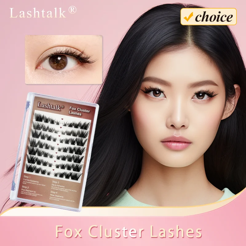 Lashtalk 1 Box DIY Fox Cluster False Eyelash Extensions 3D Natural Mix 6-14mm 7 Rows 56 Clusters From Nagaraku Makeup Tools