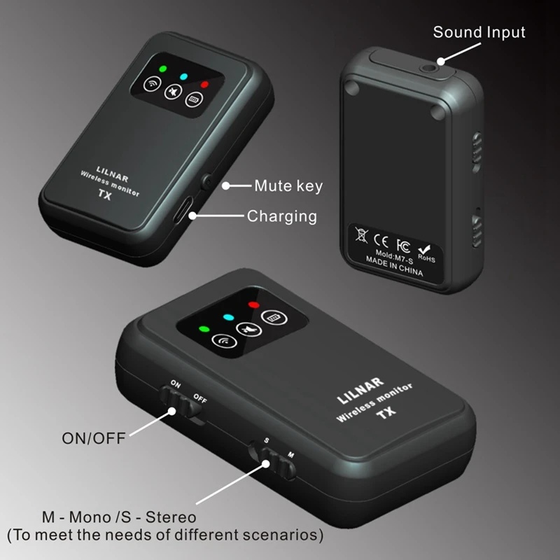 Wireless In Ear Monitor System 2.4G Wireless IEM System Transmitter Receiver Support Stereo Mono Singer Studio-A38R