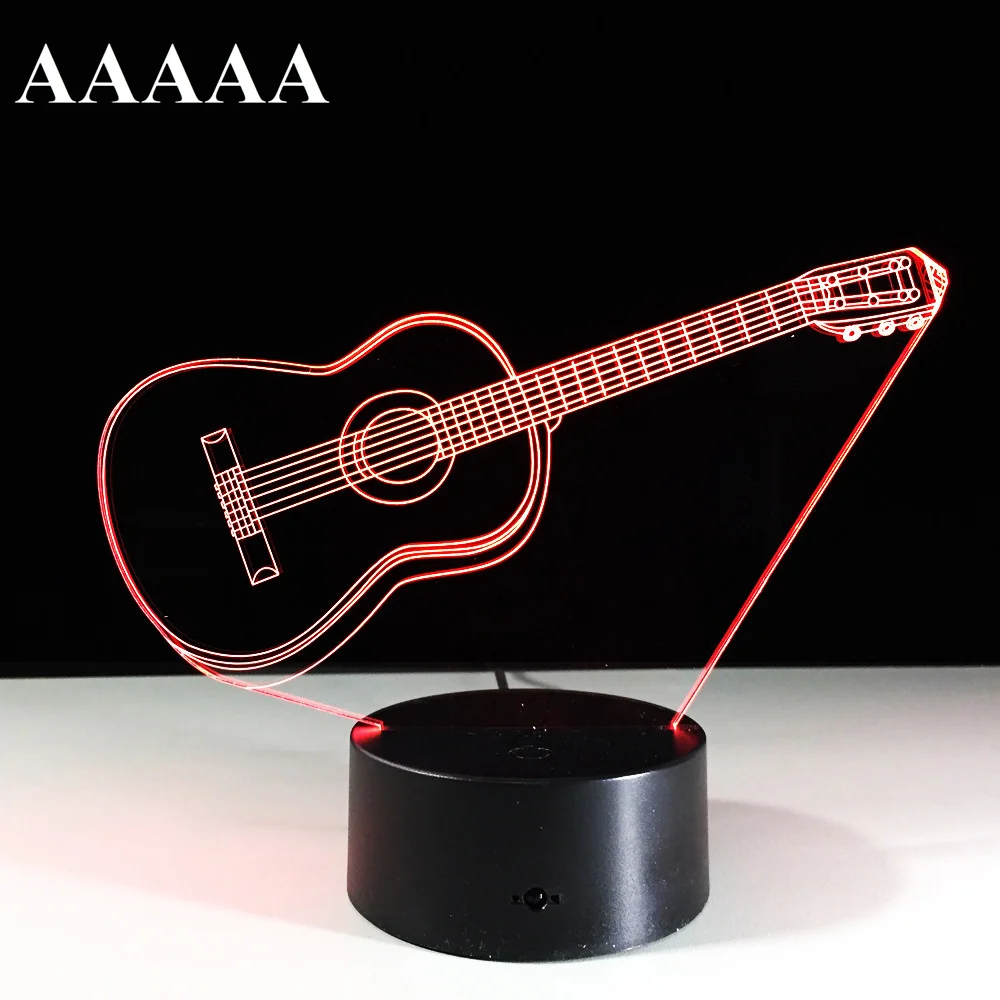 3D Light Electric Guitar Illusion Lamp LED 7 Colors Changing USB Touch Sensor Desk Light Night Lamp Friends Gift Drop Shipping