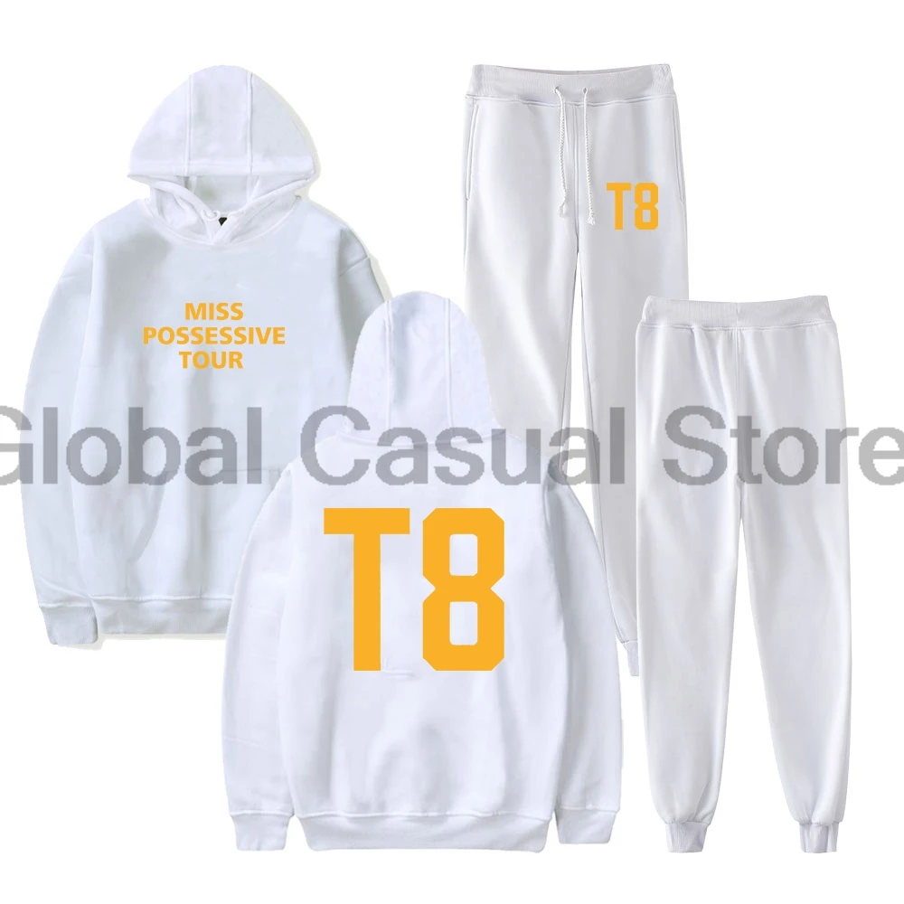 Tate McRae Miss Possessive Tour 2025 T8 Logo Hoodies Jogger Pants Two Piece Set Sweatshirt+Sweatpants Men Women's Set