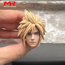 1/6 Scale Cloud Anime Head Sculpt Golden Hair Head Carving Model Fit 12'' Male Soldier Action Figure Body Dolls