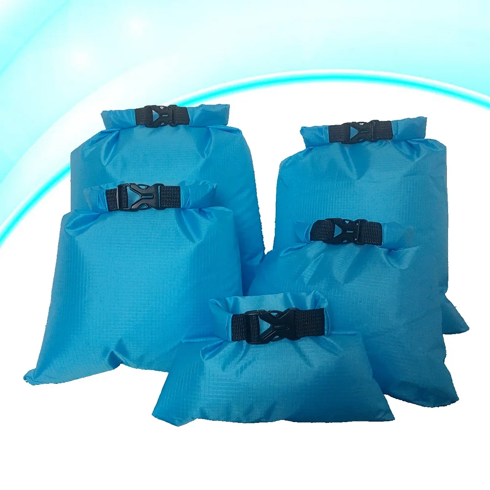 5 قطعة حقيبة جافة مقاومة للماء 1.5L 2.5L 3.5L 4.5L 6L لفة علوية مختومة مزدوجة مخيطة للتجديف والتخييم والقوارب في الهواء الطلق