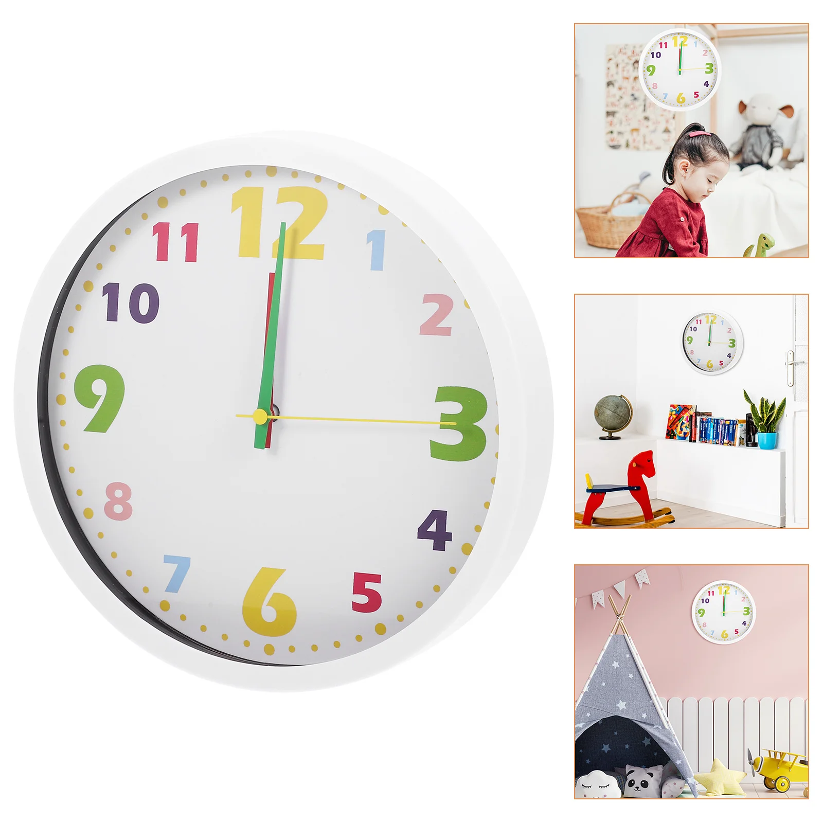 

Learning Wall Round Arabic Numerals Silent Analog Clock For Bedroom Home Kindergarten Decor Modern Style Room Wall