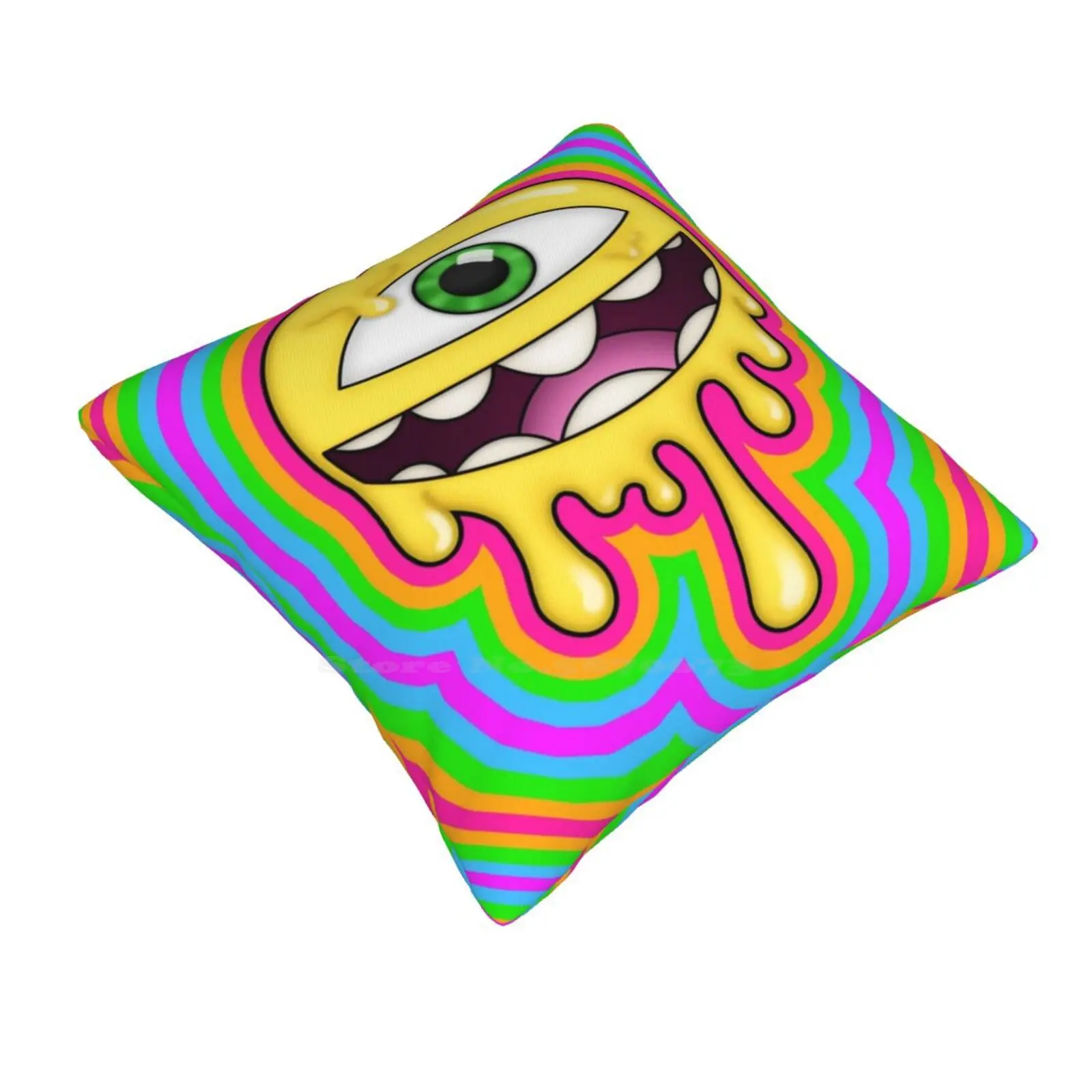 Drippy Round Cyclops Soft Comfortable Pillowcase Drippy Cyclops Subtronics Edm Dubstep Riddim Army Trippy Yellow Electronic