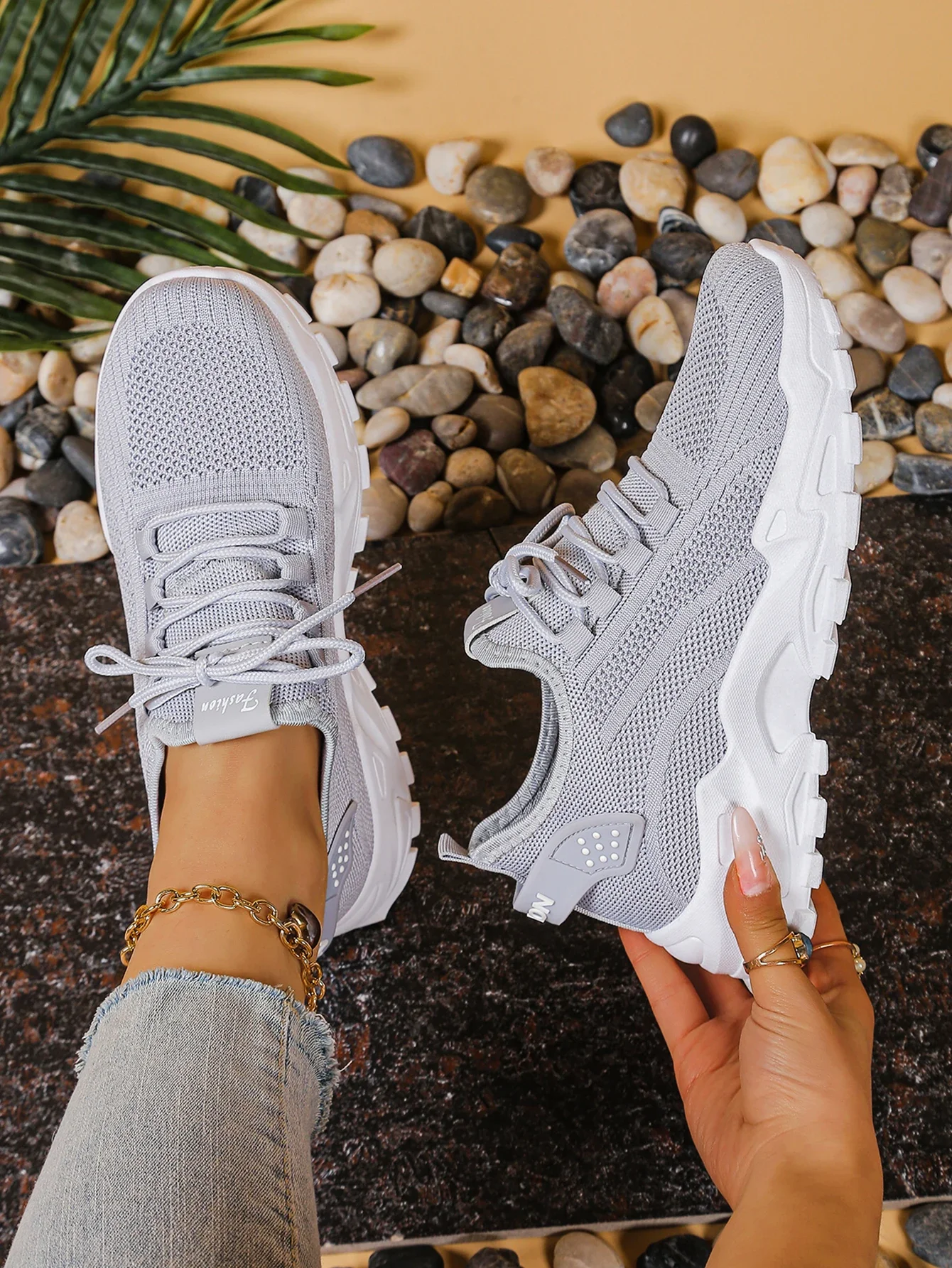 Atmungsaktive Strick-Sneaker, Modische, Bequeme, Rutschfeste Schuhe mit Weicher Sohle für Damen, Outdoor-Wanderschuhe, Kostenloser Versand – Detail 11