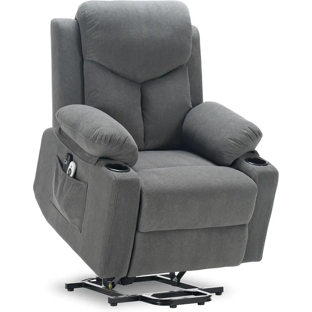 

Massage Recliner Chair with Electric Lift, Cup Holders, USB & Type-C Ports for Seniors, Grey L9913