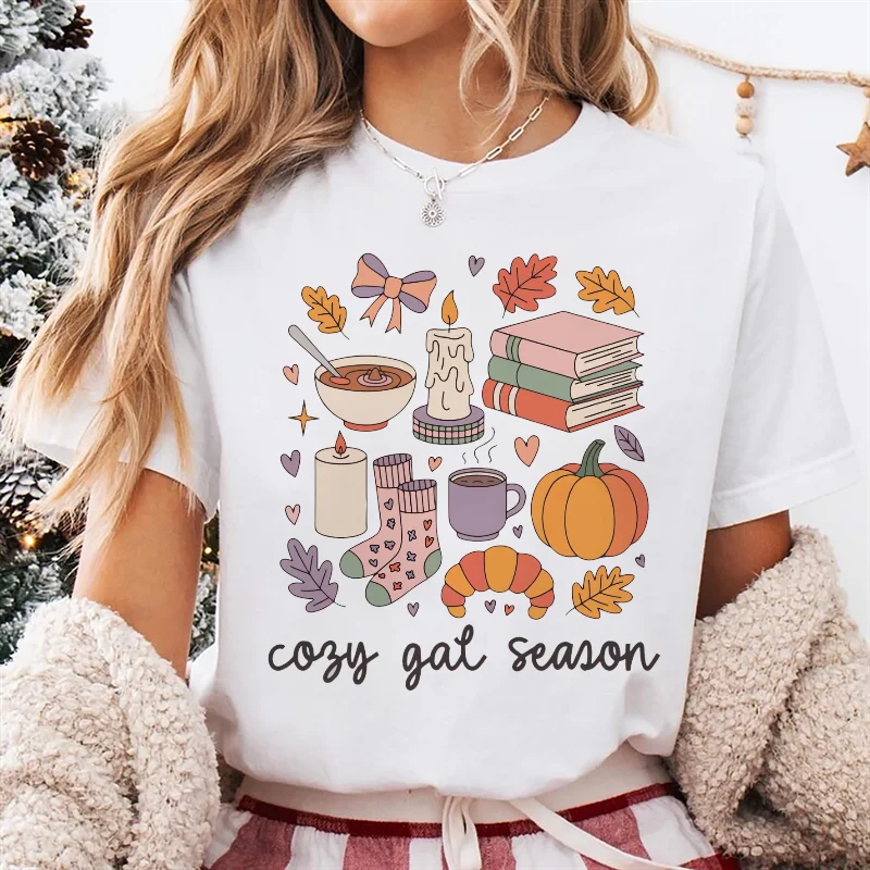 

Модная футболка с мультяшным принтом, повседневный стиль, топ с круглым вырезом, универсальная милая милая новая осенняя женская футболка с короткими рукавами