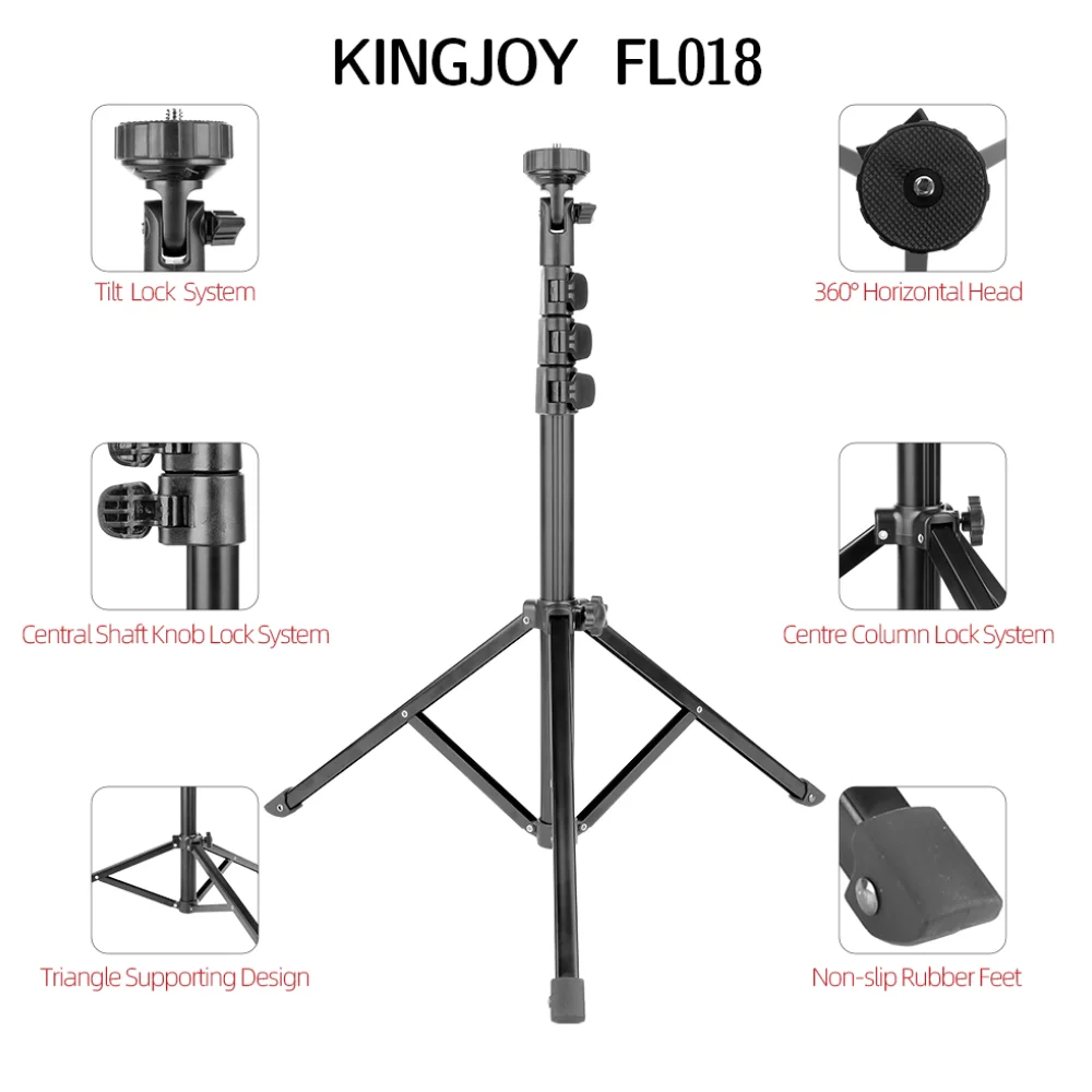 KINGJOY-Soporte de luz de 134cm para fotografía, soporte de Flash de aleación de aluminio, trípode de cámara portátil para estudio fotográfico, lámpara de relleno, transmisión en vivo