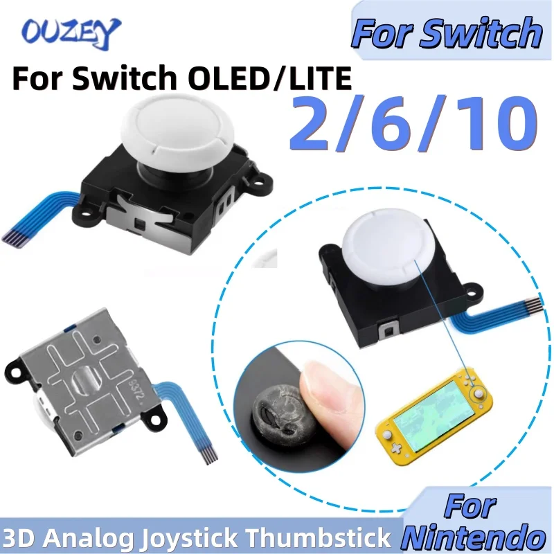 

2/6/10PCS For Nintendo Switch OLED Joy Con Controller White 3D Analog Joystick Cap Thumbstick Compatible