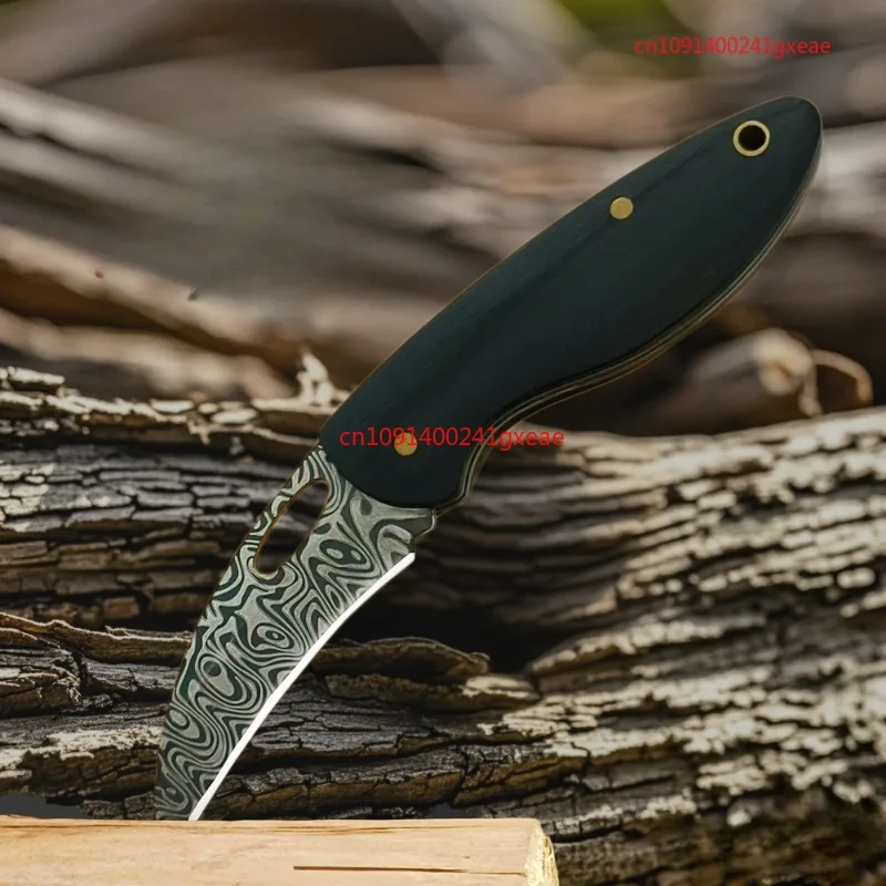 Damascus folding knife outdoor sharp fruit knife portable mini claw knife carry key knife camping tactical knife