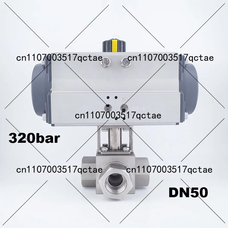 

DN50 32Mpa 300bar 320bar Шаровой кран высокого давления 3-ходовой пневматический шаровой кран из нержавеющей стали SS304 2-дюймовый тип T L для газа