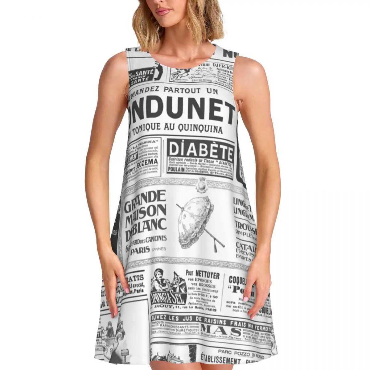 Cool Newspaper Dress Vintage Print Sexy Dresses Daily Streetwear Oversize Casual Dress Cheap Ladies Pattern Clothing