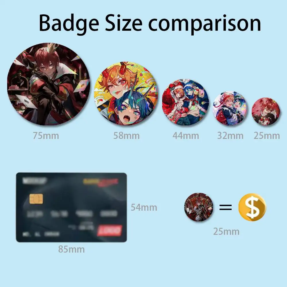 R-Riddle Game R-Rosehearts 58mm 44mm HD Print Brooch Badges Pretty Derby Round Display Brooches Lapel Pins