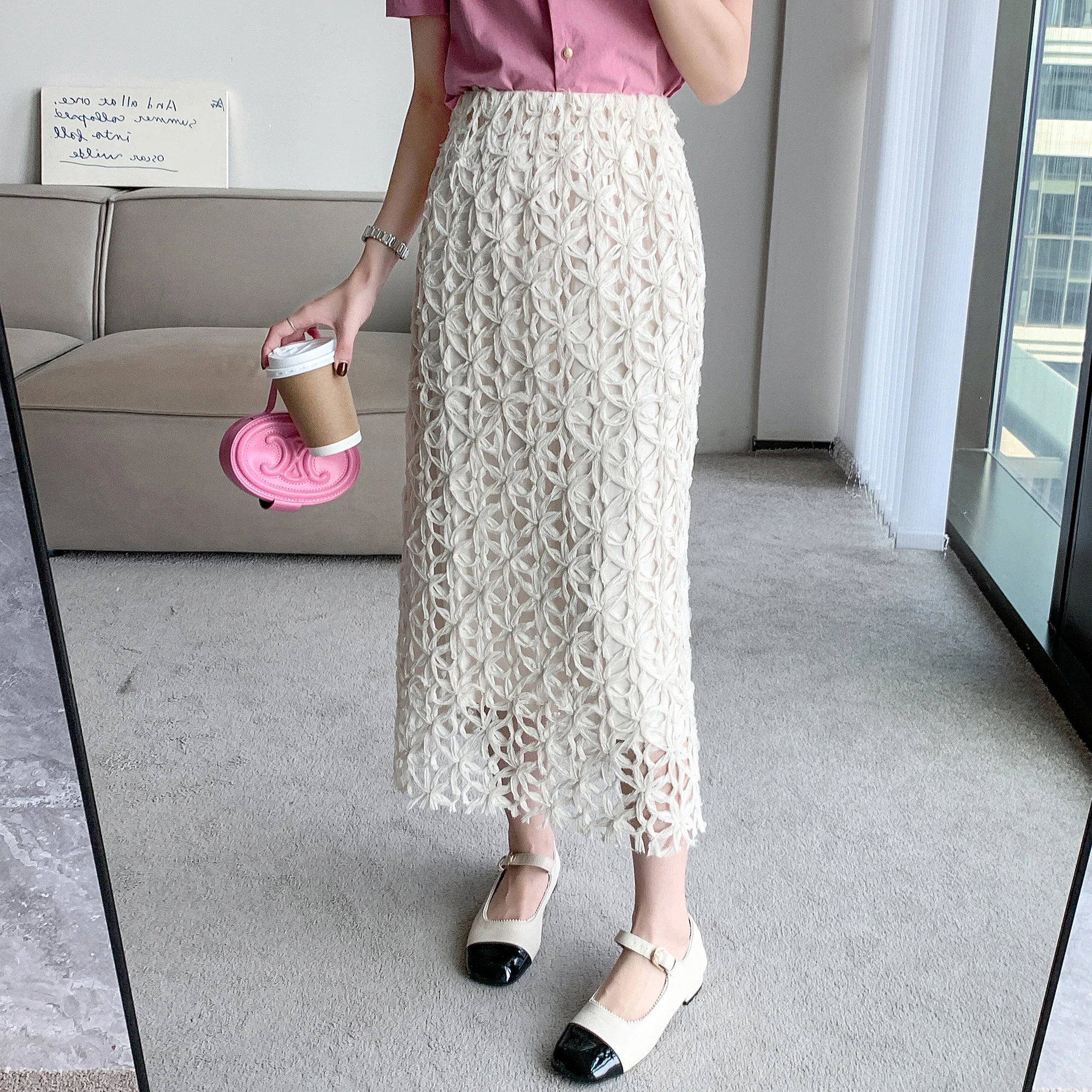 

Breathable Hollow Out Skirts Women Long Step Skirt Women Long Skirts