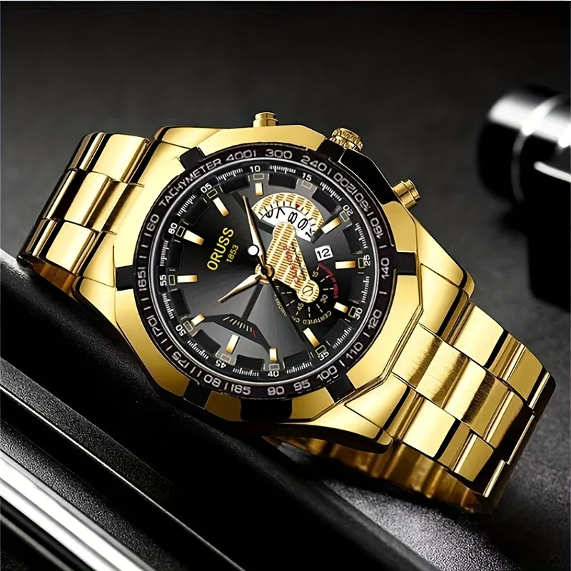 남성용 퍼페추얼 캘린더 시계, 클래식, 내구성, 큰 다이얼, 패션, 비즈니스, 남성용 시계, 와이드 스트랩, 40mm