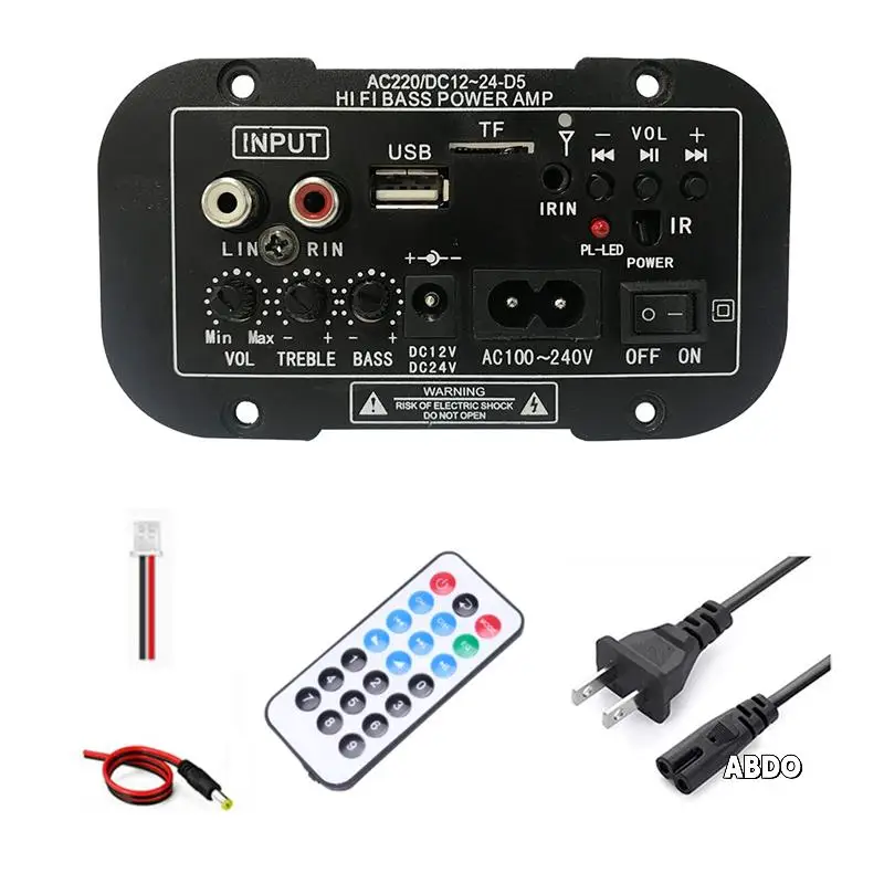 

12V 24V Bluetooth Amplifier Board HIFI Bass Amplifier Board FM Subwoofer 30-120W For 10Inch Subwoofer Speaker Durable (US Plug)