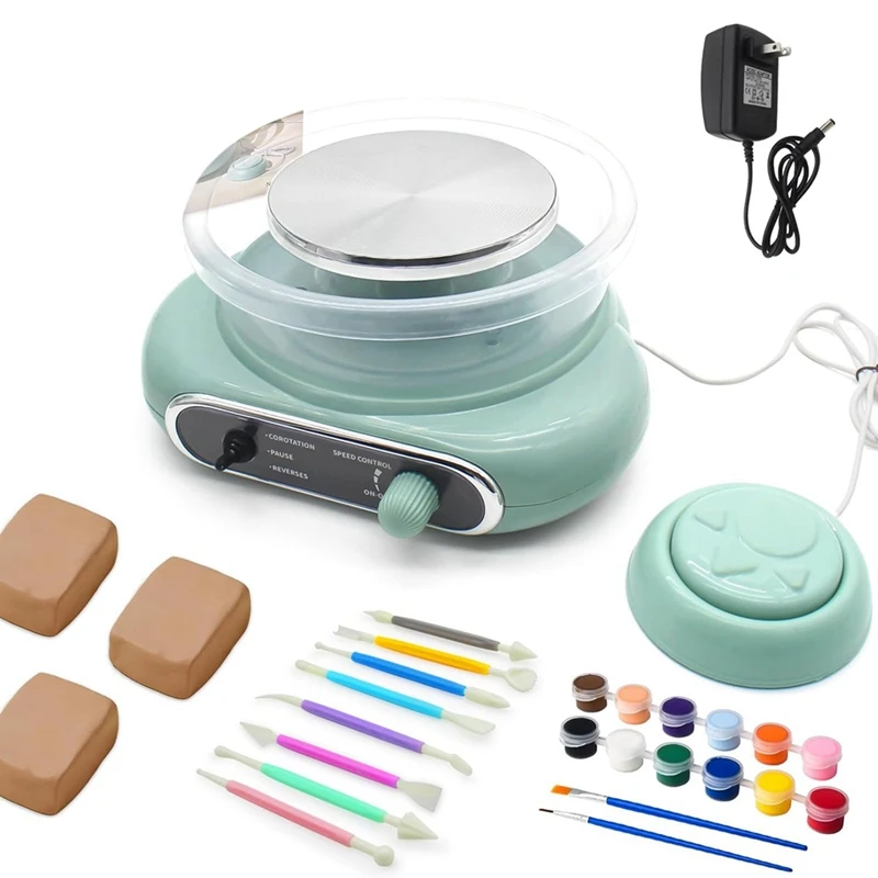 mini roda de ceramica para adolescentes e adultos iniciantes argila de secagem ao ar inicio kit artesanato faca voce mesmo plug eua duravel 47 lbs 01