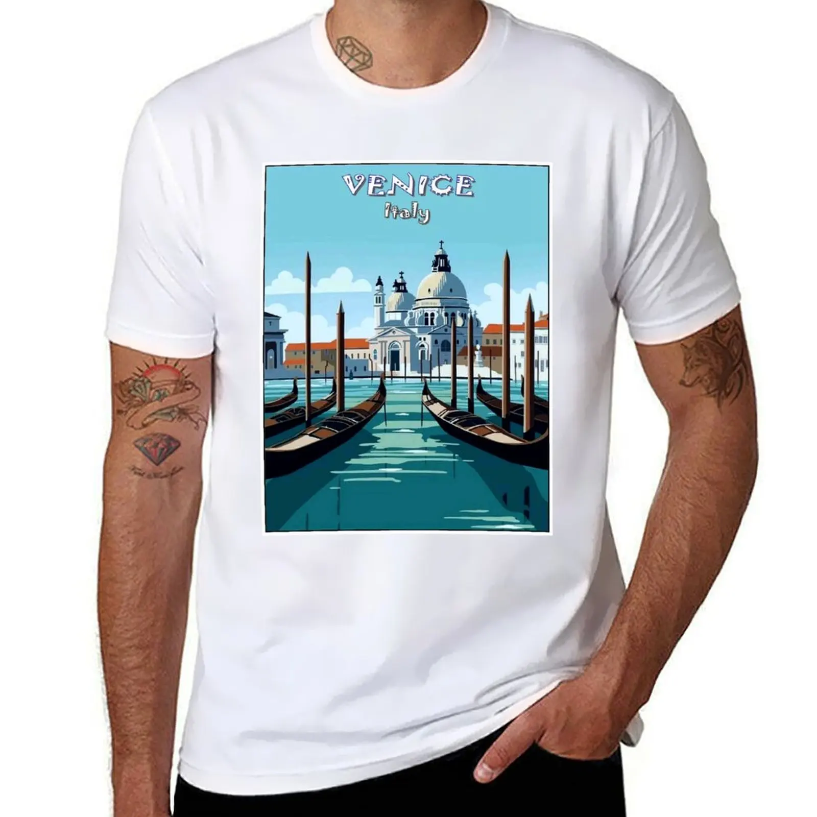 Venice Italy: Travel and Tourism Advertising Print T-Shirt graphic t shirts for man man t shirt cotton high quality T-Shirt