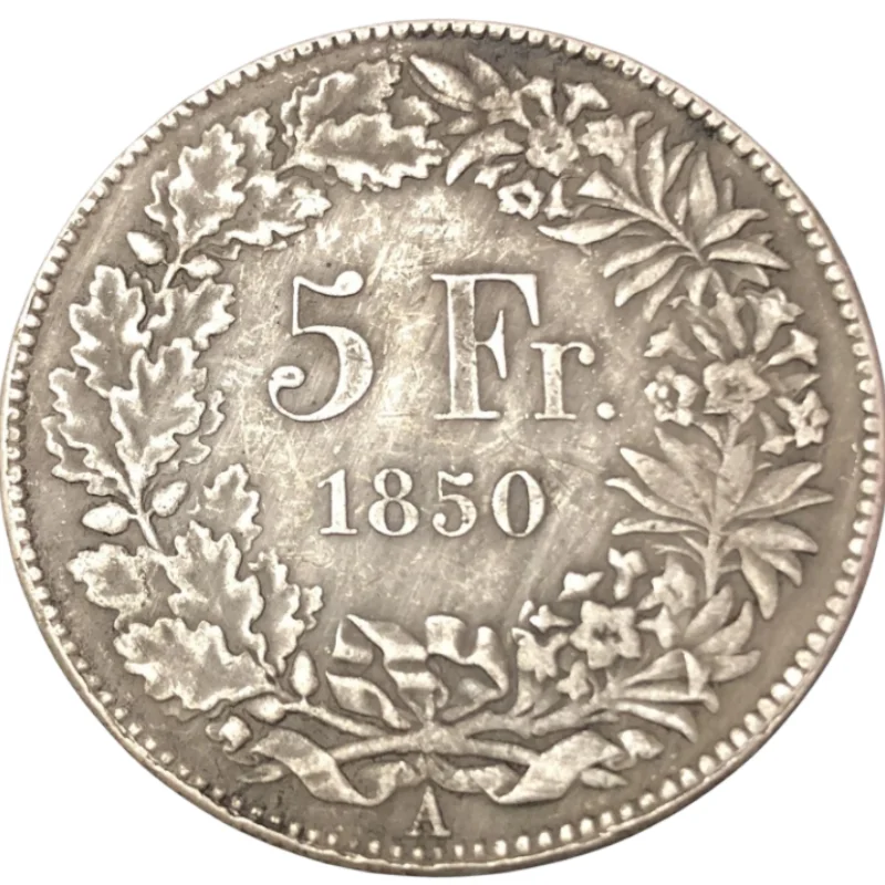 1850 Switzerland 5 Franken silver plated COPY coin