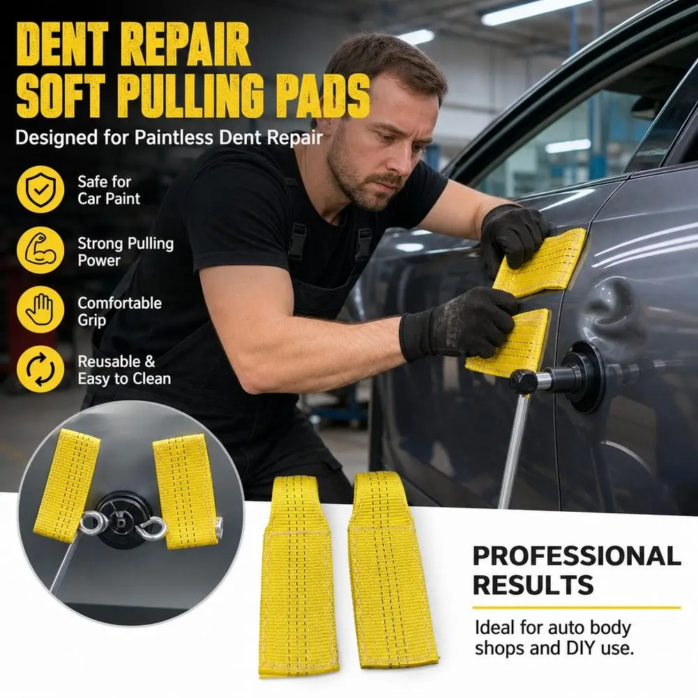 2 Pack Heavy Duty Nylon Belt Dent Repair Tool  Car Door Roof Hand Paint Dent Removal Tool Auto Body Work Repair Accessory