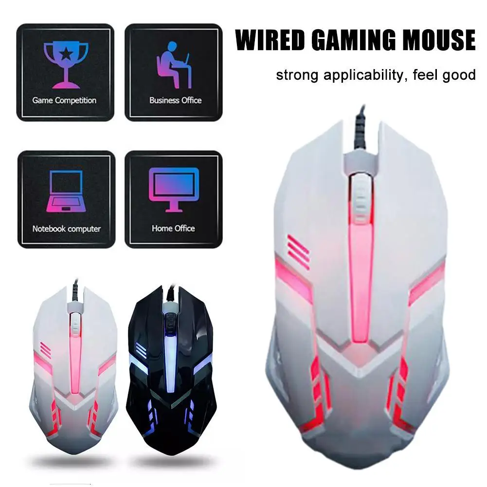 1000 DPI Wired Gaming Mouse Opto-electronic USB 2.0 Wired Mice 3 Buttons LED Breathing Light Ergonomic Design For Desktop Laptop