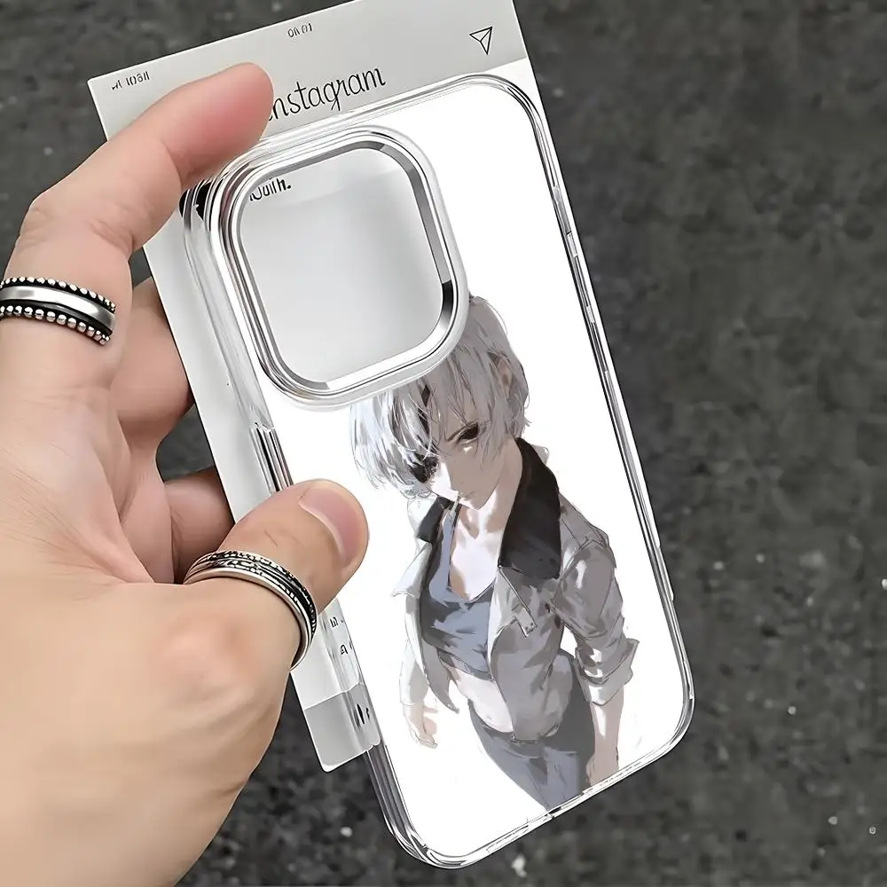 Anime Chainsaw Man Quanxi Phone Case For iPhone17 16 15 14 13 12 11 Pro Max Plus Chrome Button Camera Ring Transparent Case