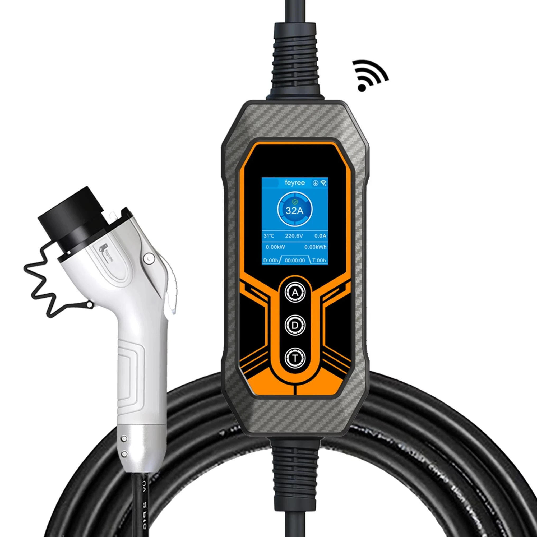 

Portable Electric Vehicle Charger Type 2 7KW 32A Electric Vehicle Charging Case CEE Plug Type 1 J1772 GB/T Cord Charger 5m