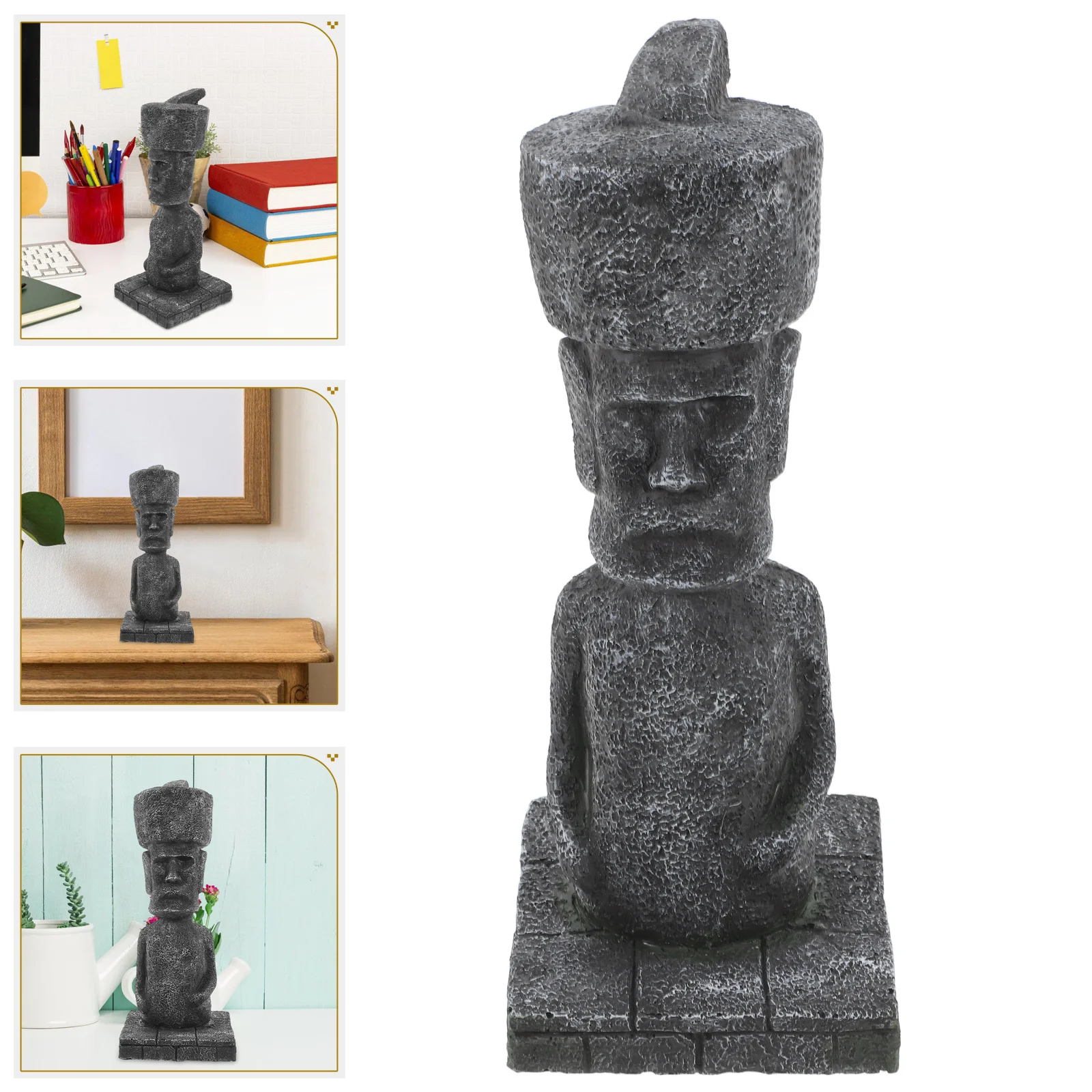 

Stone Sculpture Roman Cultural Statue Aquarium Rockery Landscaping Decoration Moai Head Sculpture Fish