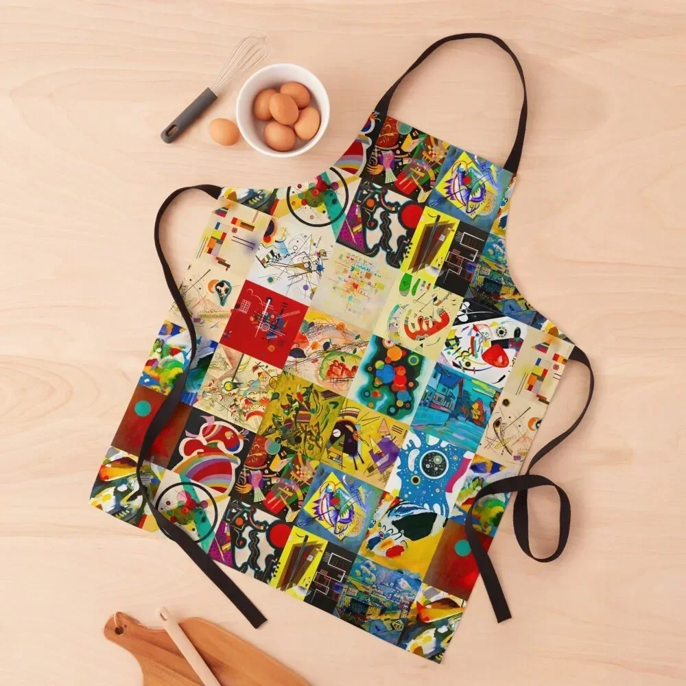 

KANDINSKY Paintings Collage Apron Professional Barber Bib For Kitchen Women's Dresses Apron
