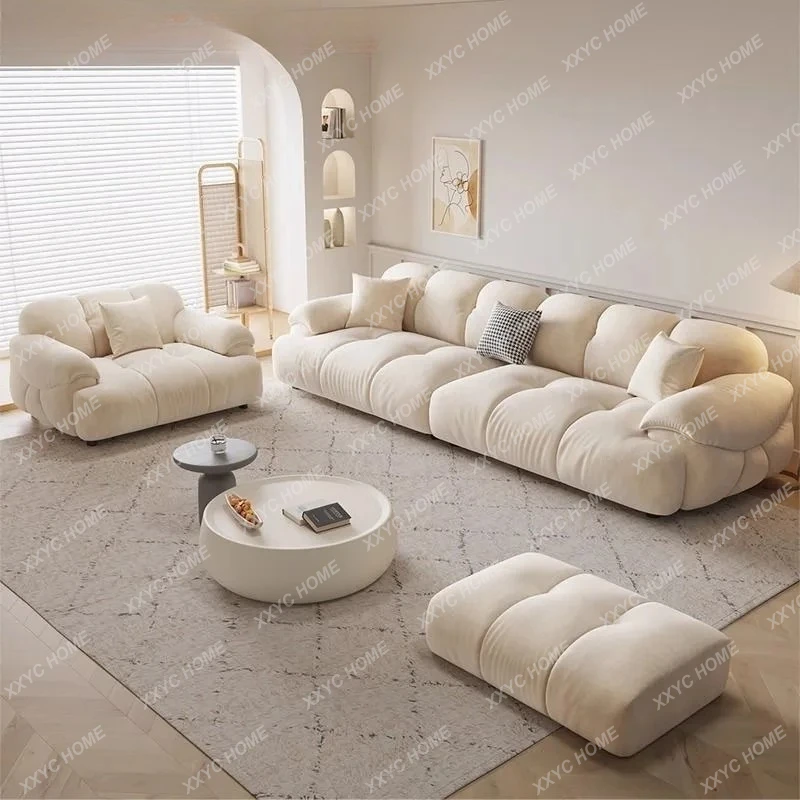 L wind cloud sofa living room small apartment straight row simple new fabric sectional sofa