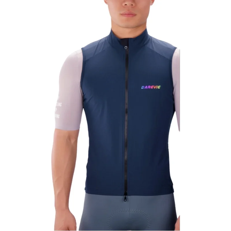 Darevie colete de ciclismo à prova de vento, à prova d'água, 2 vias, zíperes, ciclismo, corta-vento, bolsos com zíper traseiro, homens e mulheres