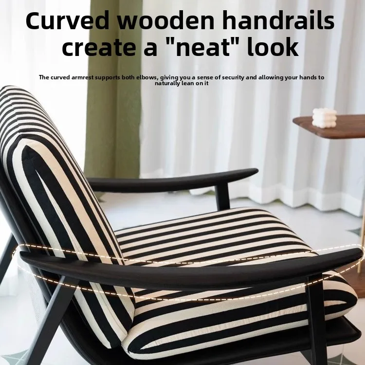 Kursi Kopi Kayu Solid Vintage Prancis Retro Modern Ruang Tamu Balkon Santai Desainer Kursi Sofa Tunggal Untuk Penggunaan Rumah