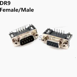 5pcs DB9 Female Male PCB Mount D-Sub 9 pin PCB Connector RS232 Connector 90-degree bent curved legs welded plate DR9