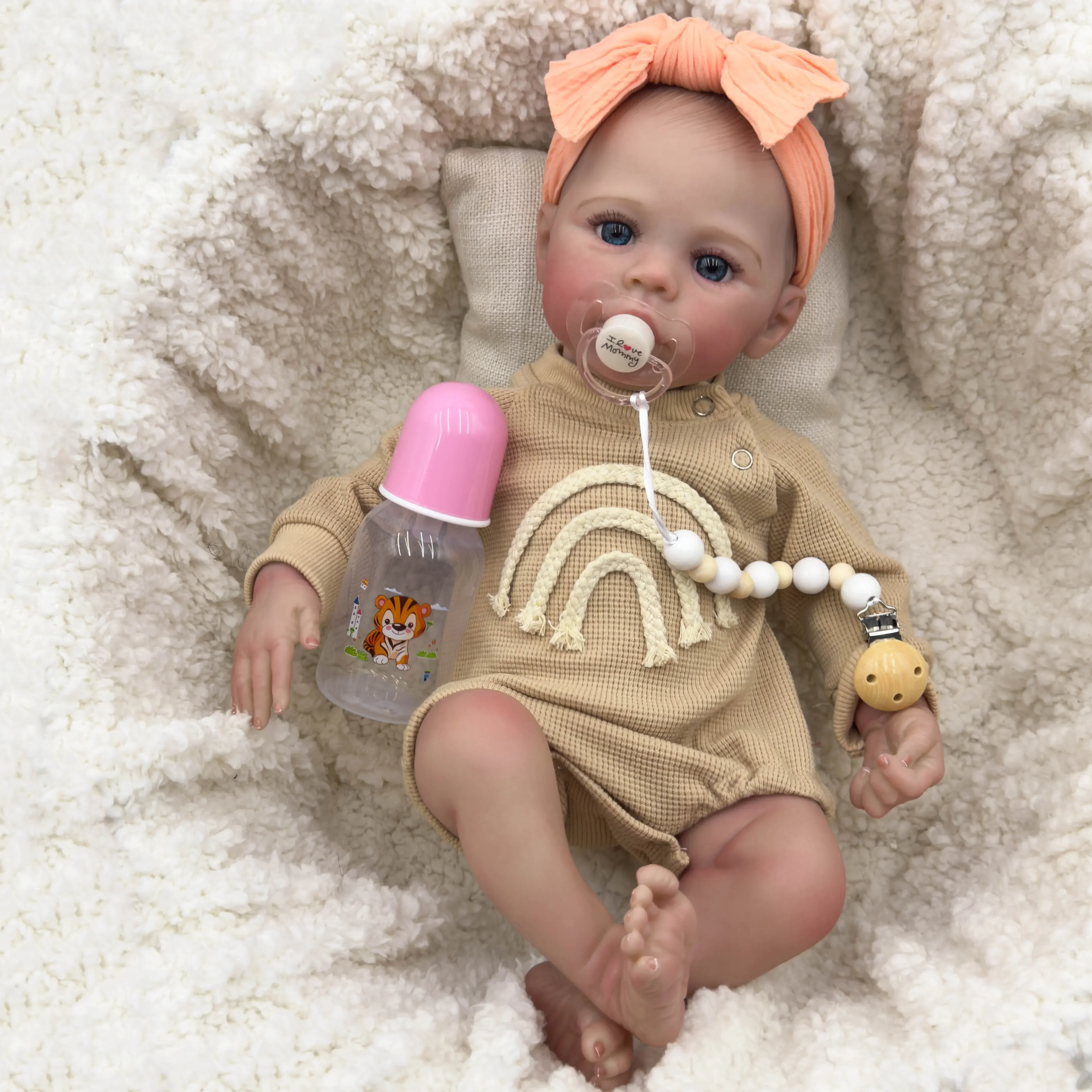 18 inch Weide Zachte Doek Lichaam Reborn Babypop 100% handgemaakte 3D Huid met Vizieraderen Collectible Art Doll Kerstcadeau