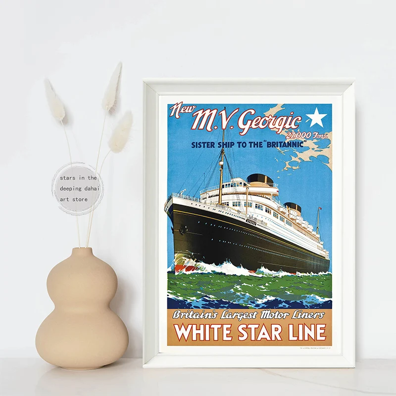 Vintage Travel Ship Union Castle Line Canal Sweden's Scenic Waterway Art Poster Canvas Painting Wall Prints Picture Home Decor