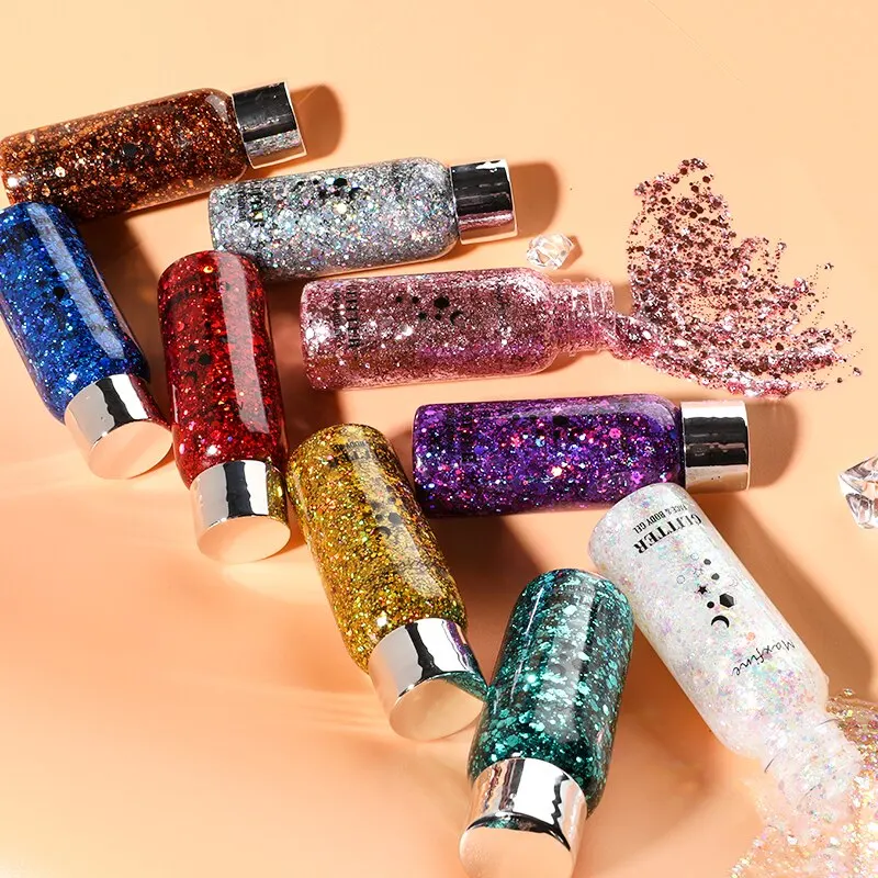 Full Body Gel Sequins Dazzle Color Dress Eye And Hair Highlights Long Term Powder Is Not Easy To Take Off Makeup Flowers image 4