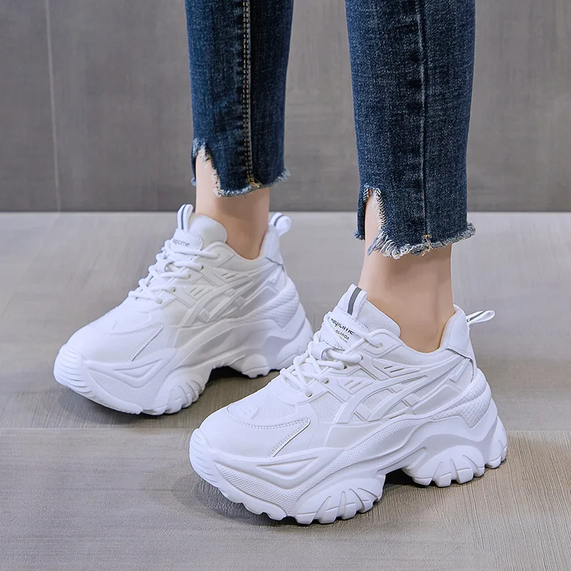 Thick Bottom Dad Shoes Women's 2024 New Increased Heel Small White Casual Sports Spring Autumn Summer Lightweight Versatile