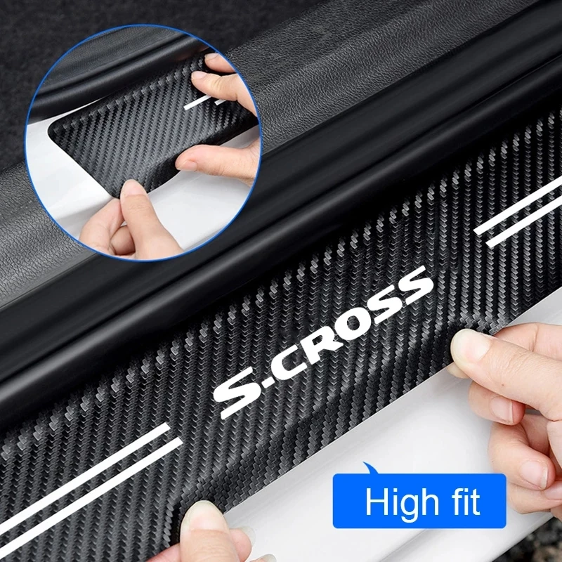 Carbon Fiber Car Threshold Protective Film Waterproof Car Sticker For Suzuki SX4 S-Cross S Cross 2014-2018 2019 2020