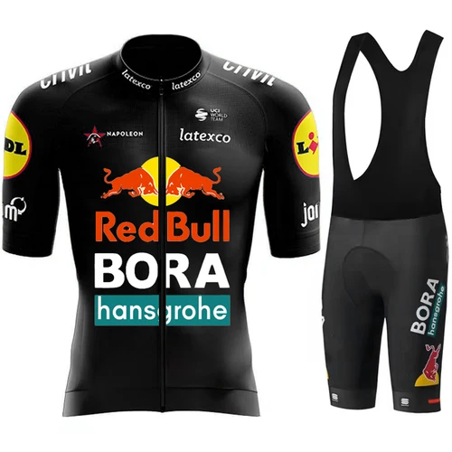 Uniforme para bicicleta de carretera, Jersey de ciclismo, conjunto de ropa para hombre, pantalones cortos de montaña para hombre de Toro Rojo, traje con pechera para ciclismo, conjuntos de ropa deportiva de triatlón
