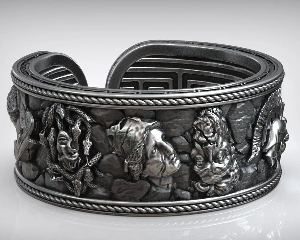 10g Antique Greek Olympus Gods Statue Ruins Meander Adjustable Silver Rings 925 Solid Sterling Silver Rings Many Sizes 6-13.5