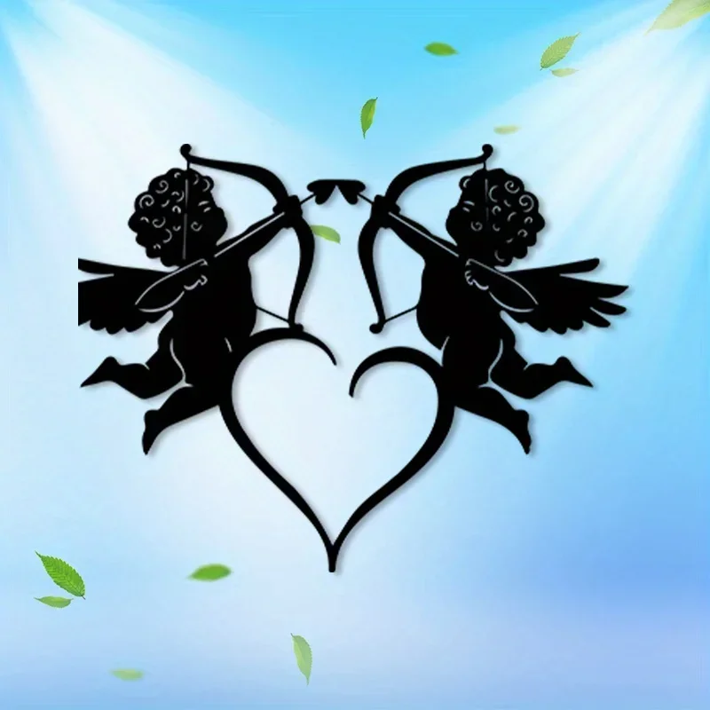 1pc Vintage Eros Cupid Metal Wall Art, Rust Resistant Iron Decor for Bedroom, Valentine Christmas Gift for Couples
